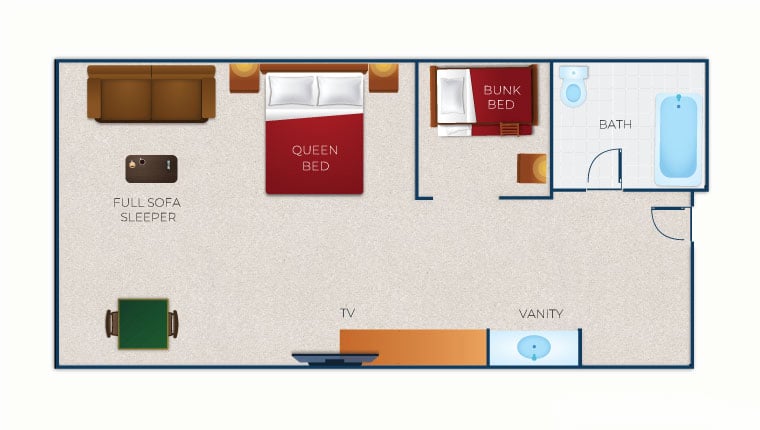 The floor plan for the Wolf Den Suite(Resort View) 